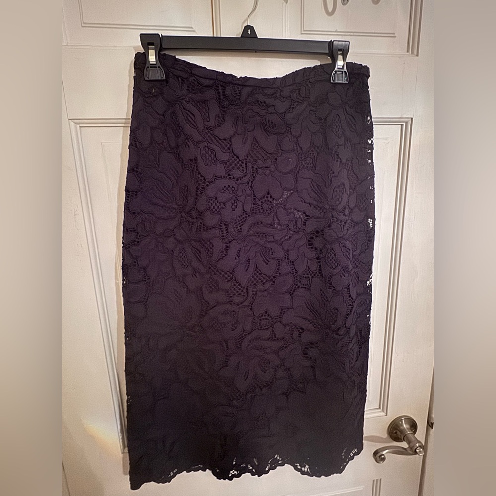 Zara Lace  Pencil Skirt - navy blue